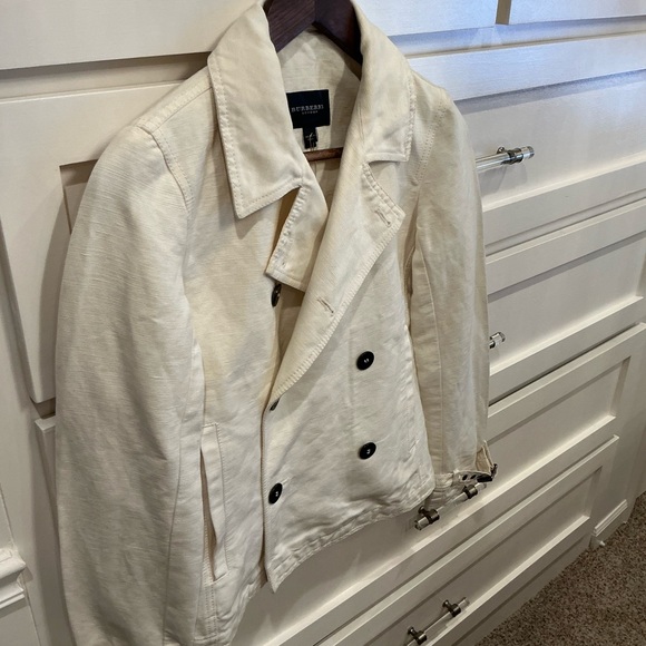 Burberry Cream Double-Breasted Pea Coat - Picture 5 of 11